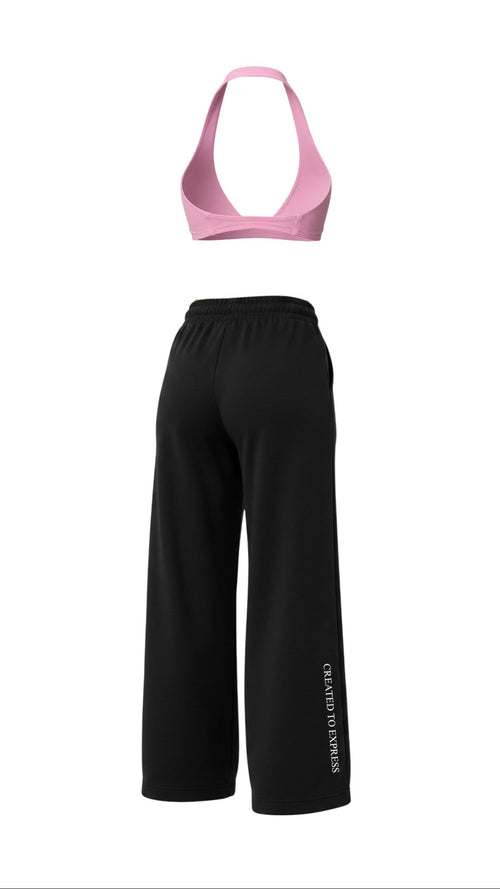 Pack Pantalón de chandal + Sujetador deportivo Halter Rosa